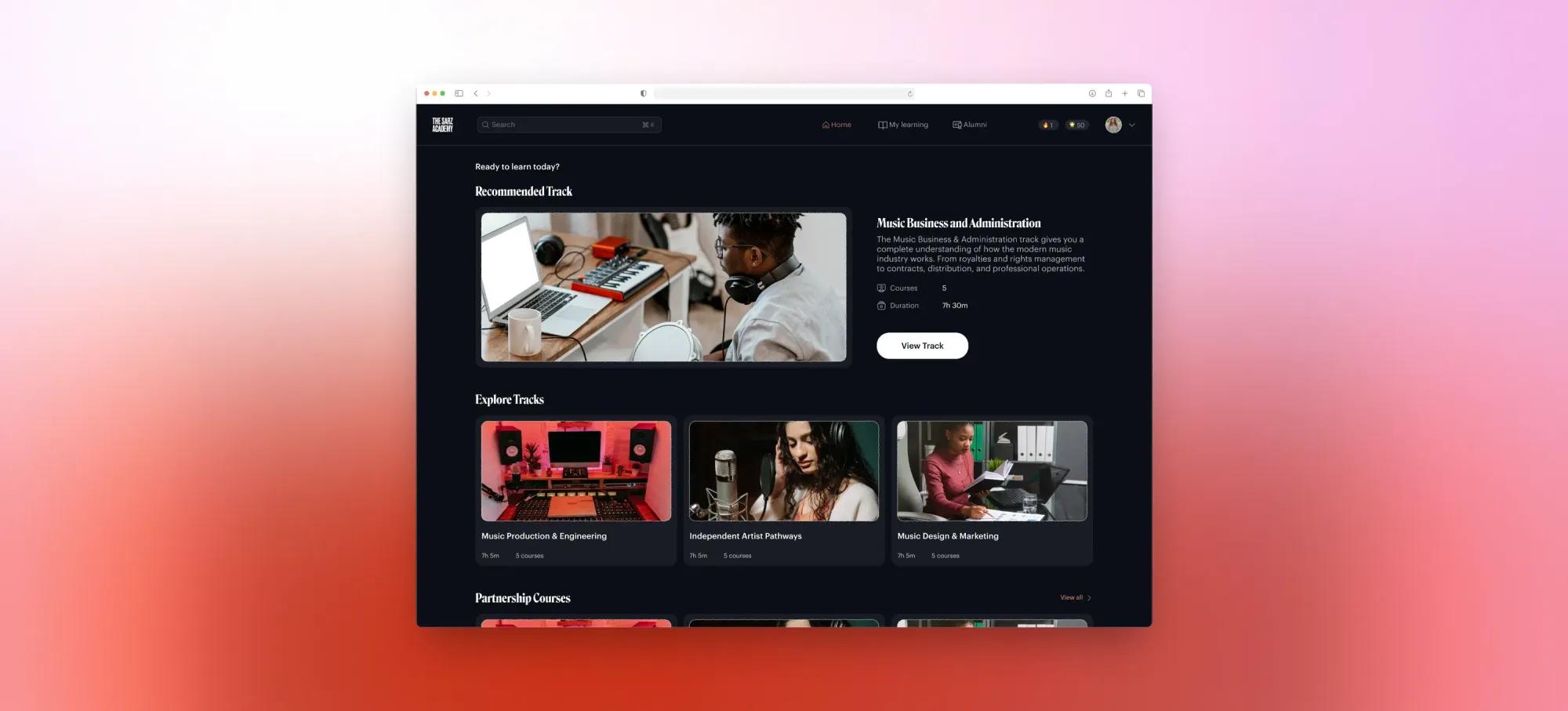The Sarz Academy platform